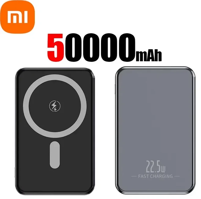 Xiaomi 마그네틱 50000mAh 대용량 보조베터리 Magsafe 120W 무선 고속 충전기 iPhone Samsung 용 휴대용 배, 06 Grey 50000mAh