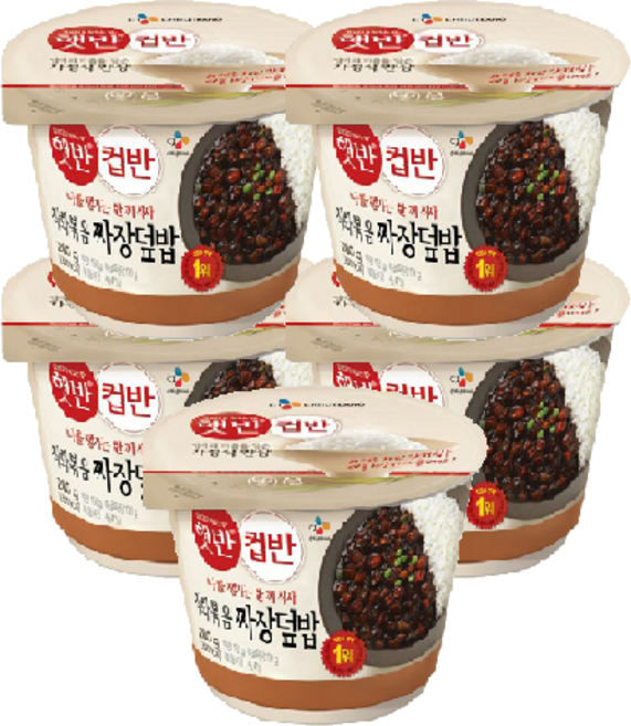 CJ제일제당 햇반 컵반 직화볶음 짜장덮밥, 280g, 5개