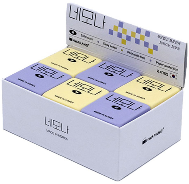 화랑 네모나 M 지우개 소프트, 혼합, 24개