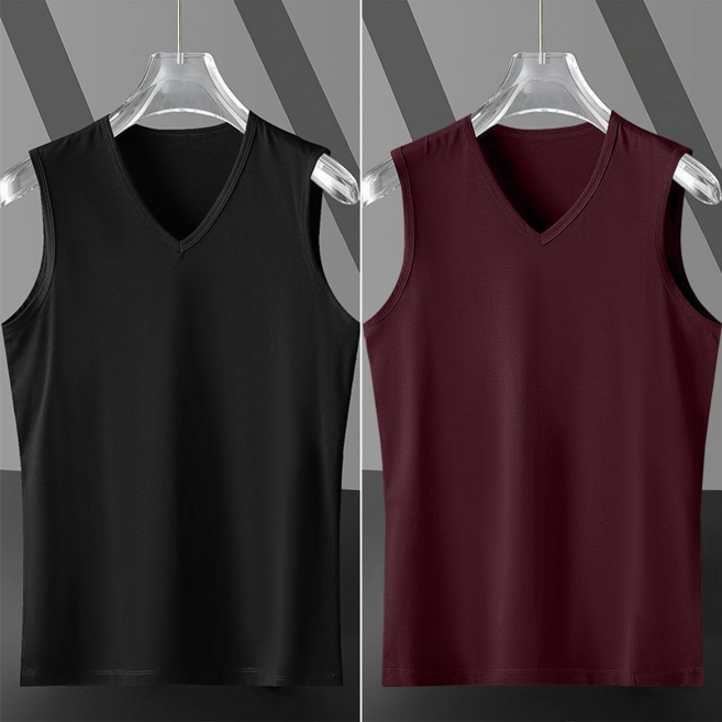 1+1 남성 여름용 심플 무지 브이넥 민소매 티셔츠 슬리브리스 베이직 탱크탑 SG120914