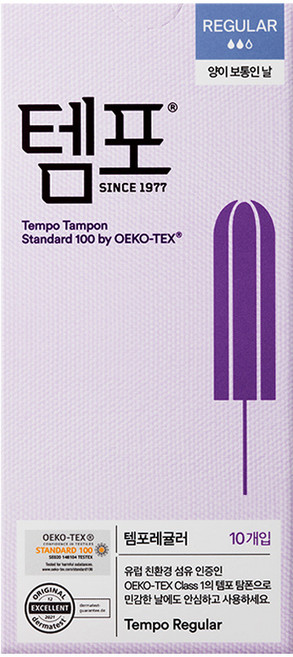 템포 삽입형 생리대, 10개입, 1개, 레귤러