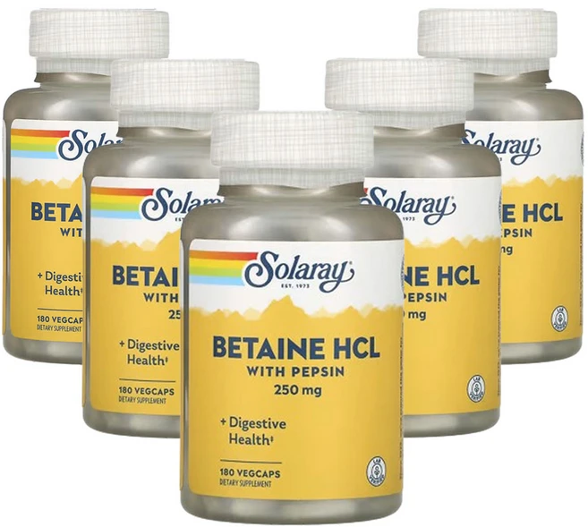 쏠라레이 펩신 함유 HCL 230mg 베지캡슐 180정, 5개 - 쿠팡