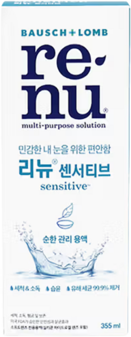 리뉴 센서티브 렌즈 세정액, 355ml, 1개
