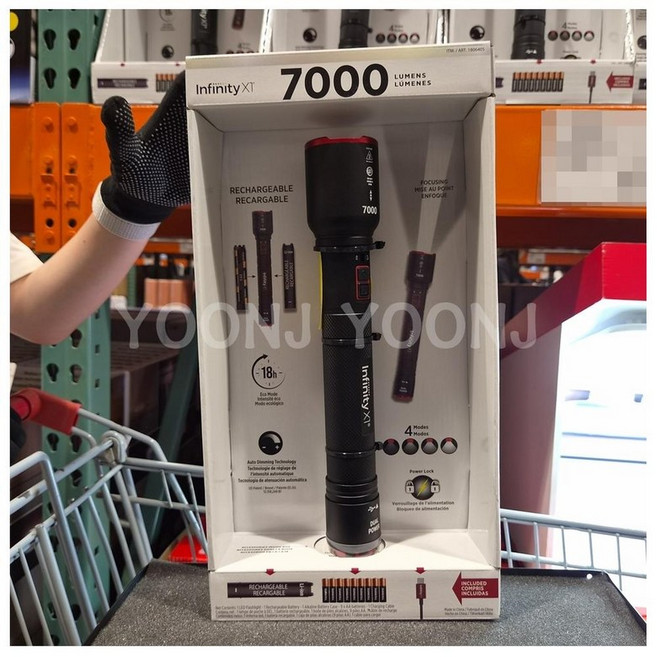 인피니티 X1 7000루멘 듀얼파워 LED 손전등 블랙, 2개