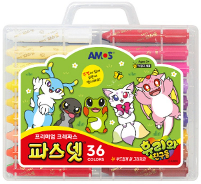 아모스 파스넷 크레파스 /미술교육/미술활동/색연필/파스텔/수성크레파스, 1개, 36색