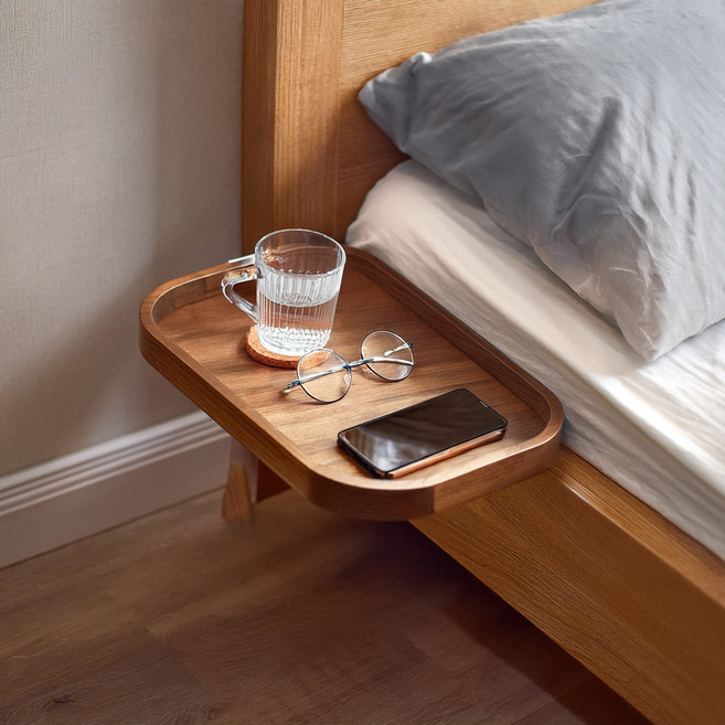 굿캐치 미니 침대걸이선반 베드테이블, 다크우드