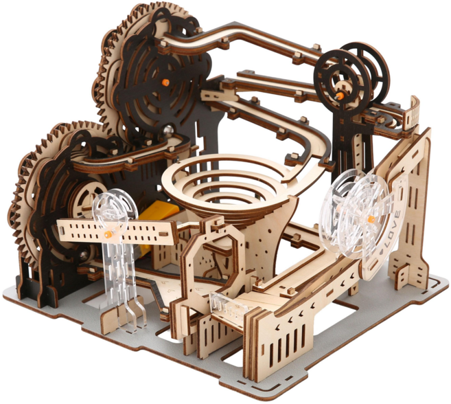 3D 입체퍼즐 오토 구슬레일 나무퍼즐 집중력 향상 DIY 퍼즐, 혼합색상, 168피스, 1개