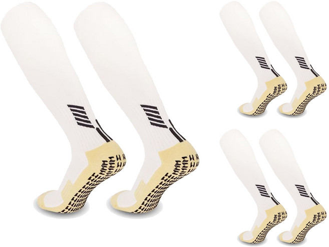 wrikri 미끄럼 방지 논슬립 남자 아동 축구 양말 3종, 3개, 화이트
