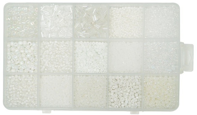 디어플레이스 비즈 공예 팔찌 만들기 시드비즈 재료, 1개, 03 퓨어 화이트_15색