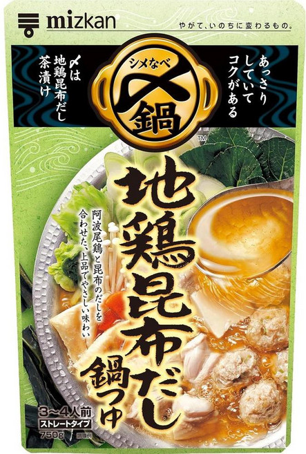 honeycan 일본직구 미즈칸 시메나베 지도리 닭곰부탕 전골용 베이스 시메나베(끝까지 맛 전골) 26.5온스(750g) x 4개 파우치, 사이즈, 750g