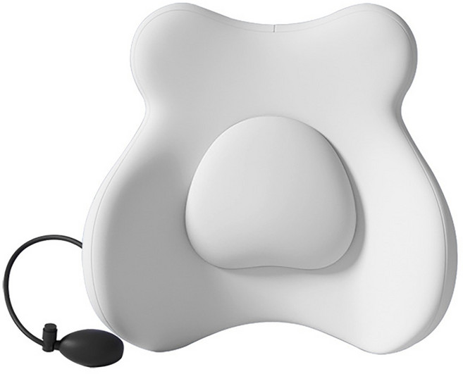 공기 주입식 허리 지지 쿠션 허리 지지 베개 등받이 인체 곡선형 차량용 허리 지지 베개, 흰색