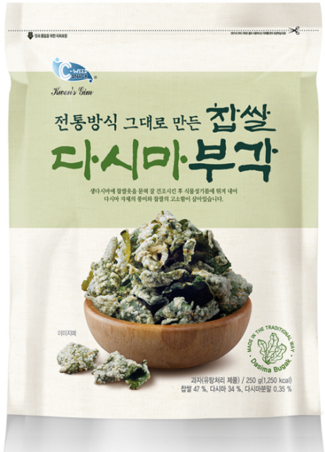 C-WEED 찹쌀다시마부각 250gx2개, 250g, 2개
