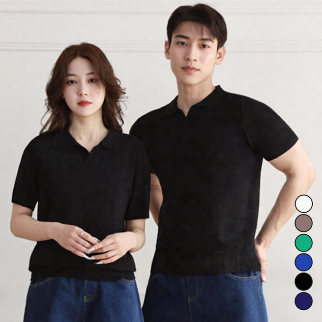 텐클로 빅사이즈(85-120까지) 비스코스 카라 반팔 스판 니트 티셔츠