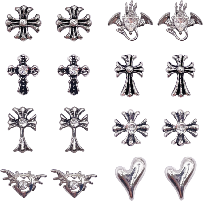 SEO/NAIL 2026 NEW 네일파츠 세트, 16개, 크롬데몬 8종 혼합