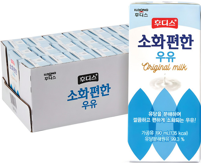 일동후디스 소화편한 우유 오리지널, 190ml, 24개
