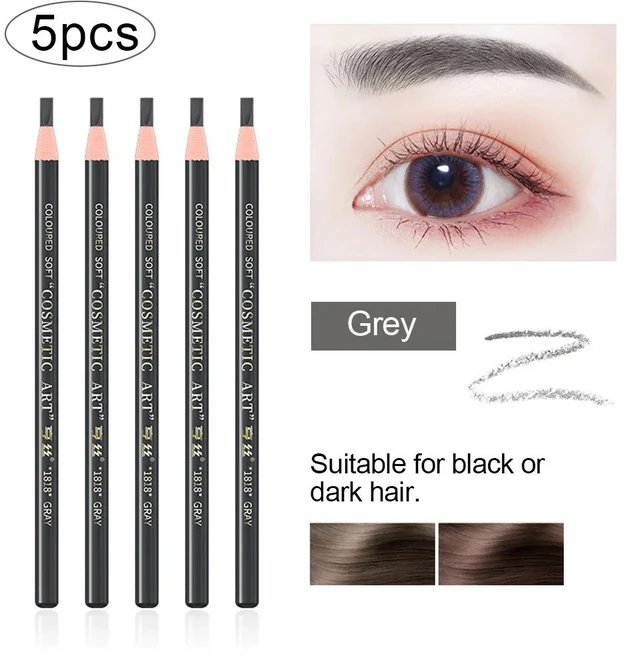 아이라이너 헝시 마이크로블레이딩 펜슬 반영구 눈썹 타투 방수 아트 틴트 메이크업 아이브로우 펜 5개, [04] Grey - 쿠팡