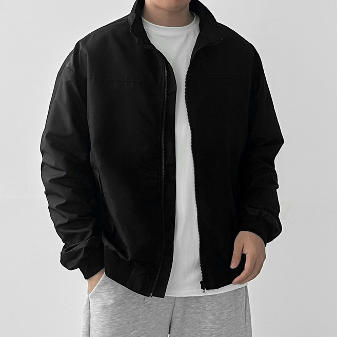 다이나믹피플 남자 오버핏 하이넥 블루종 집업 바람막이 자켓