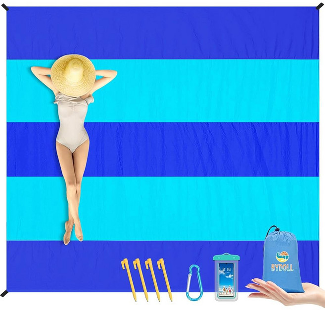 OL 나일론 비치 담요 방수 샌드프루프 오버사이즈 7피트 7인치 정장 1 5명 샌드프리 엑스트라 라지 블랭킷 경량 소프트 매트 여행 캠핑용