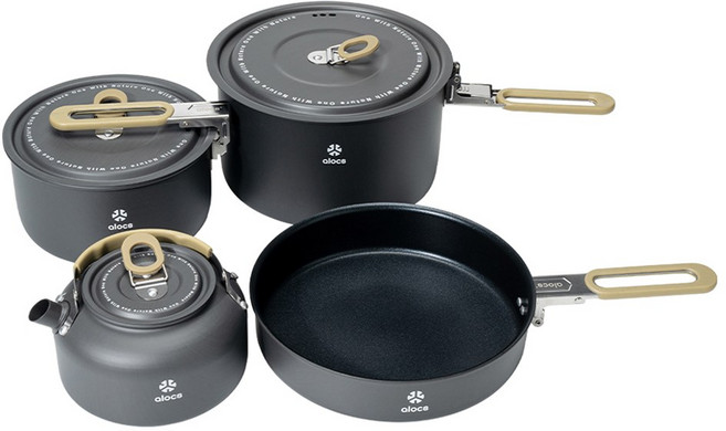 알록스 다용도 아웃도어 코펠 4종 세트 CW-C06 프로, 1개, 블랙