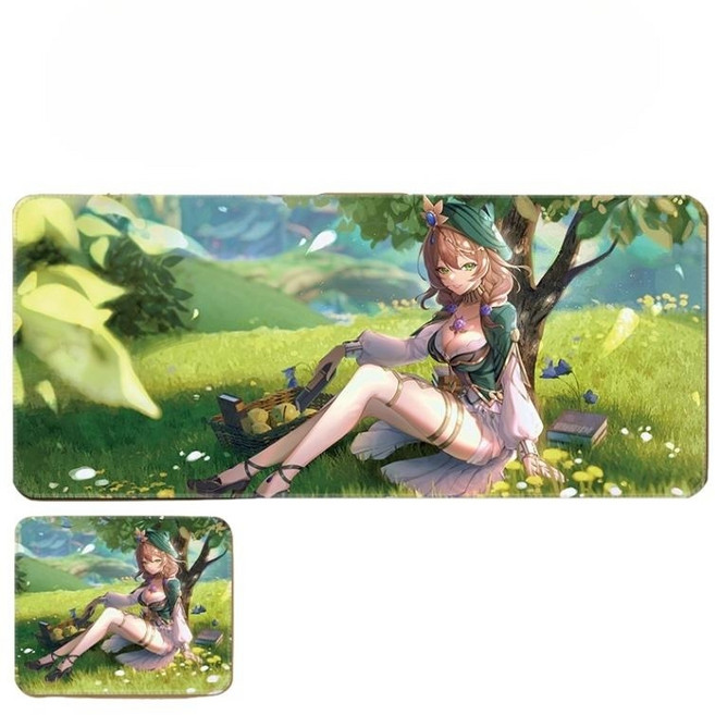 원신 굿즈 진 다이루크 설탕 아야토 토마 유라 신학 사이노 리니 리넷 타이나리 캔디스 라이덴 푸리나 캐릭터 일러스트 키보드 마우스 게이밍 장패드 3mm, 300x250mm, 리사, 1개