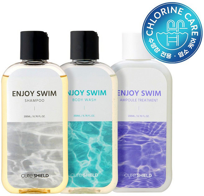 인조이스윔 수영장 샴푸 바디워시 트리트먼트 염소 냄새 제거 수영 클리닉 세트, 1세트