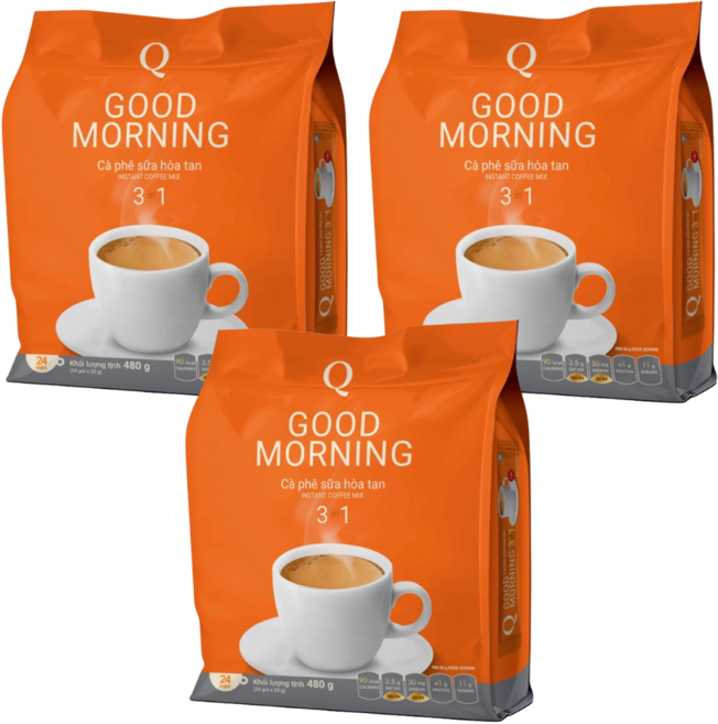 굿모닝 커피믹스 3in1 인스턴트 카페라떼 커피스틱, 18g, 3개, 24개입