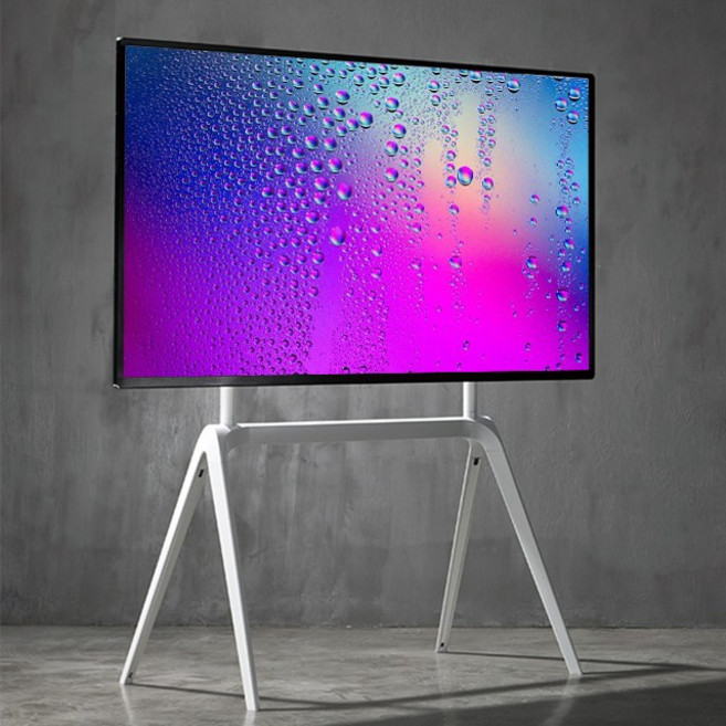 화이트 대형 철제 이젤형 TV 스탠드 거치대 삼성 엘지 LG 그외 호환 이젤식 티비 다이 브라켓 받침대 티비장 거실장 철재 티비장 다리 고정 65인치 70인치 75인치 80인치, 1개