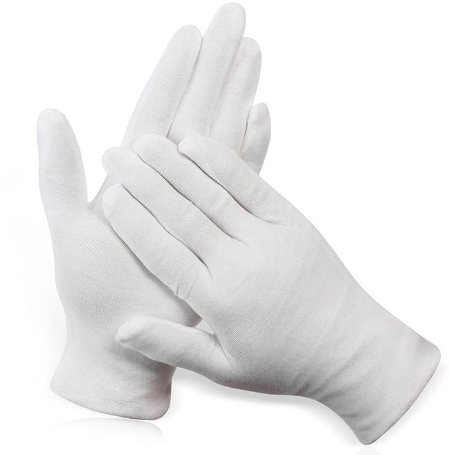 팍스쿠 12쌍 XL 화이트 코튼 장갑으로 건조한 보습 스파 보석 검사를 제공