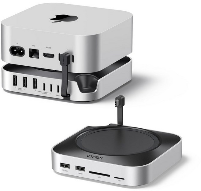 UGREEN Mac mini & NVMe SSD USB-C SD Mac mini M4 M4 Pro M4용 도킹 스테이션 스탠드