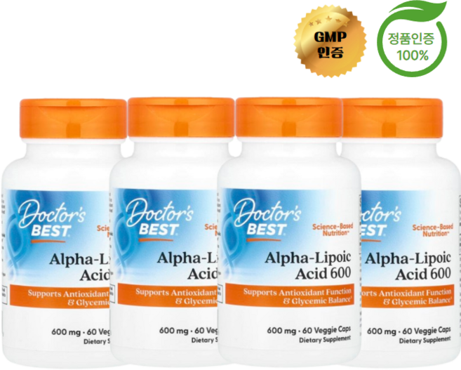2+2 닥터스 베스트 알파리포산 600mg 60정, 4개