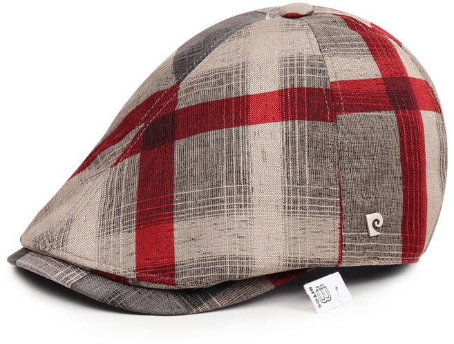 비토스 피에르가르뎅 빅 체크 망사 헌팅캡