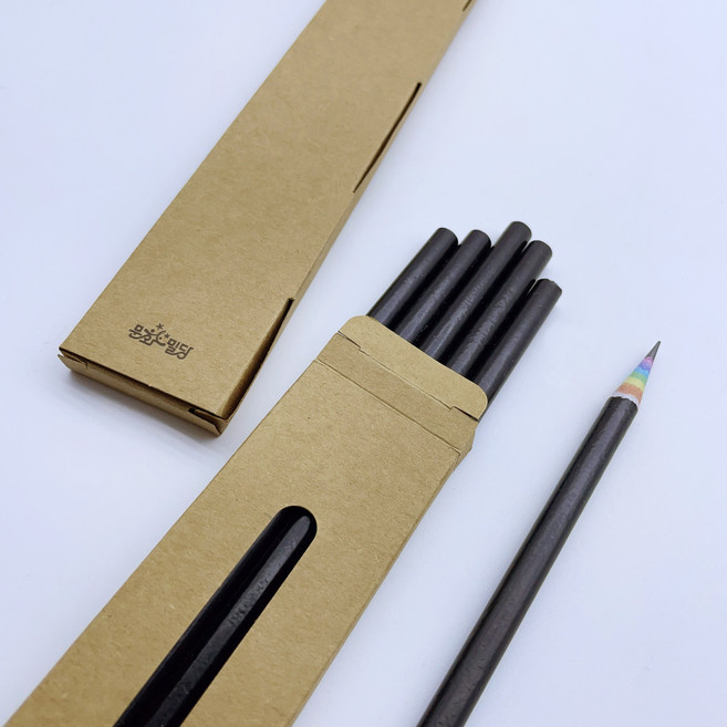 [문화밀당] 무지개 종이 연필 (5자루 1세트) 검정 / 흰색 2중택1 잘써지는 연필 학용품