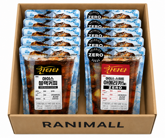 칸타타 아이스 230ml 10팩(블랙5+스위트아메리카노5) 10개230ml, 1박스, 10개입