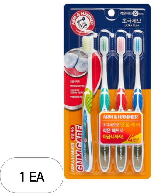 암앤해머 검케어 베이킹소다모 칫솔, 4개입, 1개