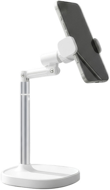 락스탠드 높이조절 고강도 유튜브 핸드폰 거치대, 화이트, 1개