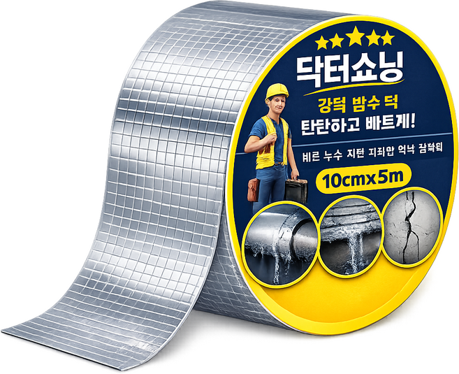 3위 - 닥터쇼닝 더 커진 초강력 방수 부틸 테이프 지붕 외벽 옥상 배관 누수방지 보수 테이프, 1개