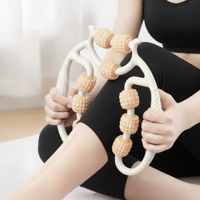 로우브 초강강 9개바퀴롤러 다리마사지기, 화이트-살구, 1개