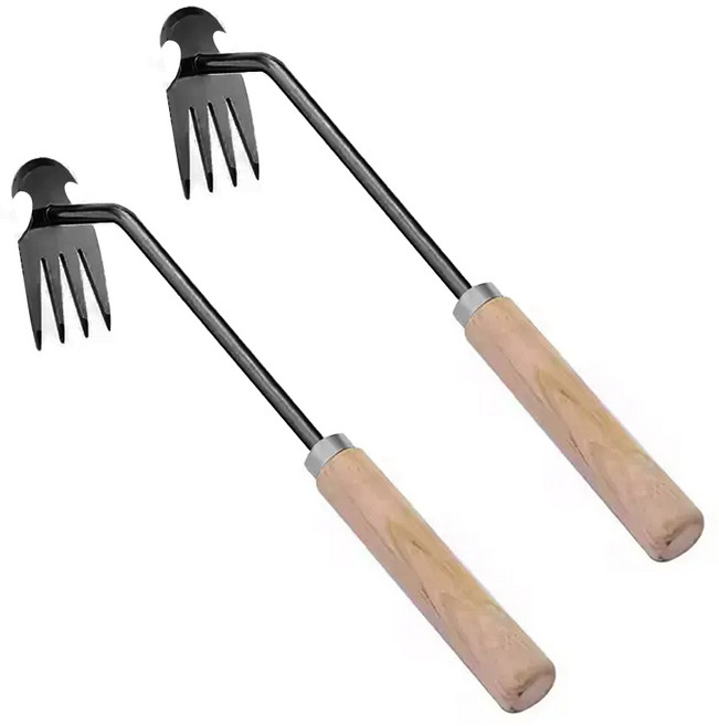 JK 타프 제초 호미 잡초 제거기 잡초뽑기 도구 제초 텃밭 4발 풀뽑기, 2개