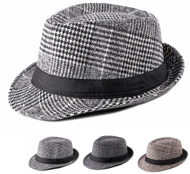 모직 체크 페도라캡 ELM-135 페도라 중절모 카우보이모자 남자페도라 멋쟁이모자