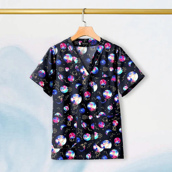 코튼 스크럽 프린트 유니폼 반려동물 그루밍 작업복, 1개, 11. 72023 / D. XXL 사이즈