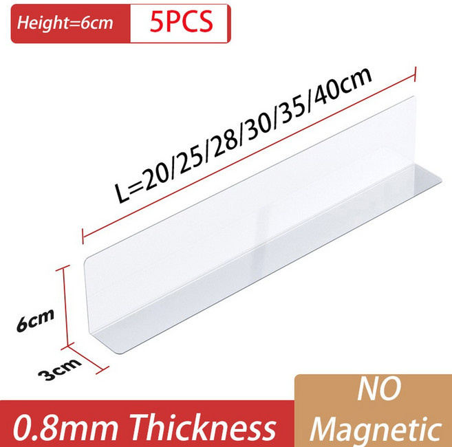 L자형 플라스틱 선반 칸막이 분리대 편의점 투명 진열대 프레임 슈퍼마켓 상품, 0 8mm A x5, L30cm