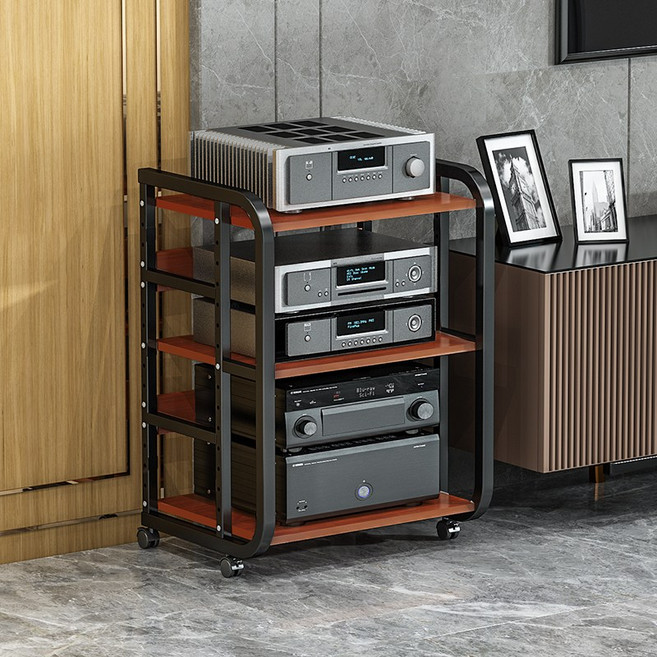 선반 장식장 거실장 오디오장식장 다이 받침대 인테리어 오디오, 3단 레화이트 프레임 + 라이트 월넛 보드, 3단