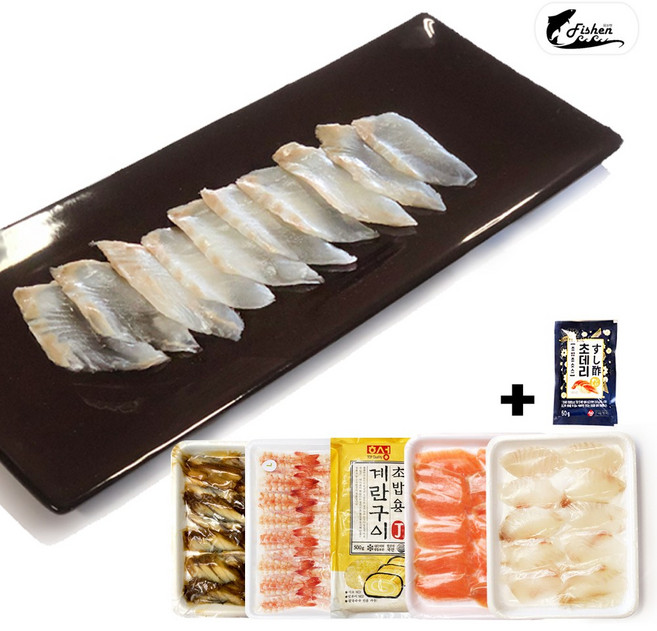 [피쉬앤] 5종 초밥세트 초데리증정!!, 1개, 초새우1초연어1초계란1초광어1초장어1