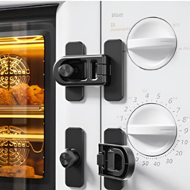 여닫이문 서랍 안전 잠금장치 회전형 2p, 2개, 블랙