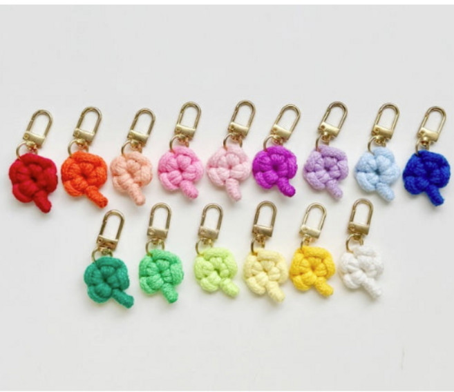 무드스튜디오 마크라메 네잎클로버 키링 만들기 행운 수능선물 군번줄, 연두, 1개