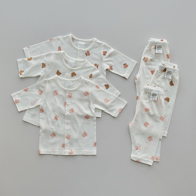 돗투돗 동물친구들 밤부매쉬 유아 7부 실내복 상하세트