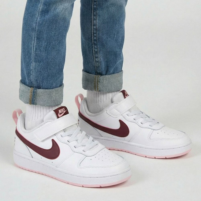 나이키 코트버로우 키즈 운동화 화이트 핑크 PS 리크래프트 로우 찍찍이 아동 스니커즈 발편한 신발