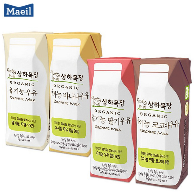 매일 상하목장 유기농우유 125mlx12팩/멸균우유/무료배송, 혼합, 딸기8팩+코코아4팩
