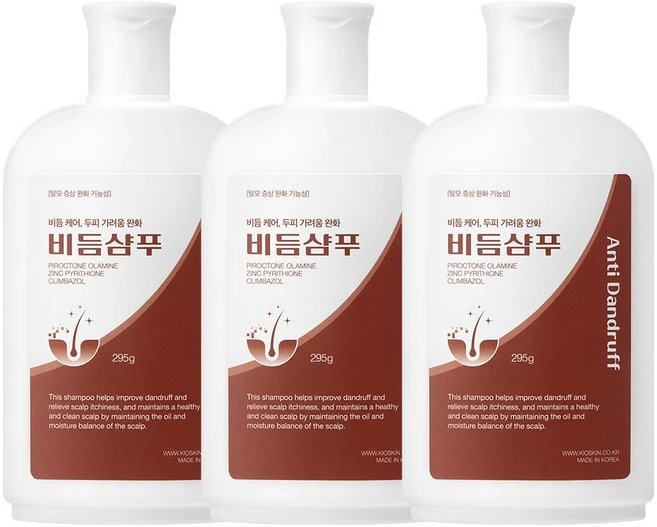 비듬원인 99.9% 제거 75시간 비듬완화 지속 비듬샴푸 두피가려움 61% 개선 지루성두피, 3개, 295g - 쿠팡