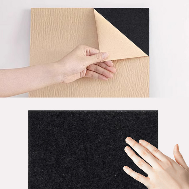 하루꿈 인테리어 방음판 접착식 방음재 흡음재 문소음방지 부착식 차음시트 벽지, 12개, 블랙